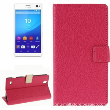 China Manufacturer OEM Cheap Wallet Flip Leather Case for Sony Xperia C4 Cover